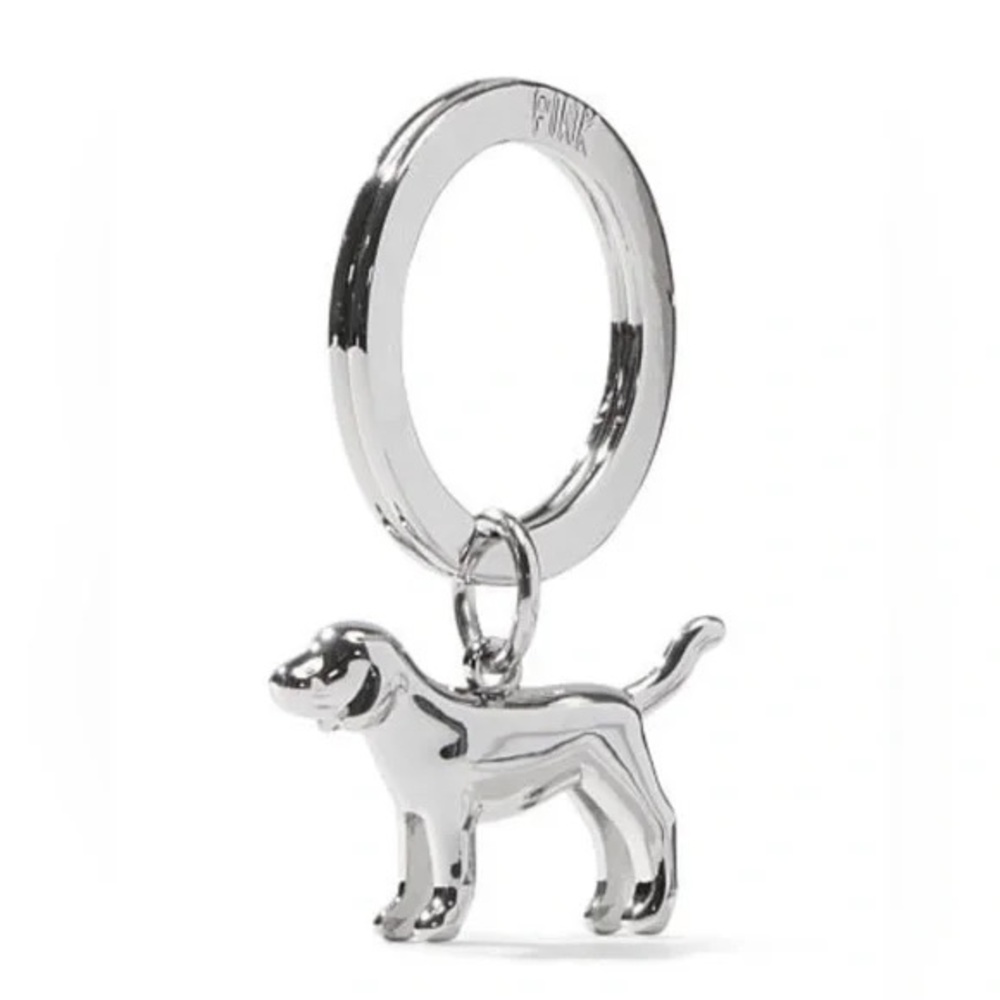 NWT *Discontinued* PINK Victoria's Secret Silver Dog Charm Keychain